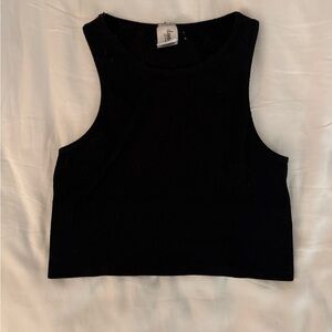 black ribbed athletic tank top